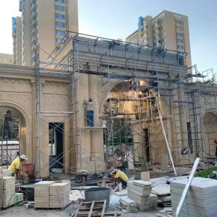 商丘 黄金麻荔枝面花岗岩小区门楼外墙干挂