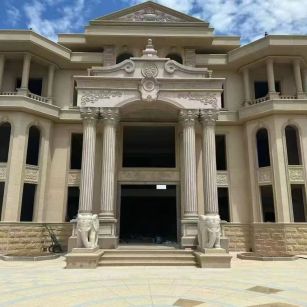 商丘 黄金麻别墅外墙干挂，大柱，大象，蘑菇石，雕花板