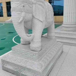 商丘 白麻花岗岩动物异形石雕-大象