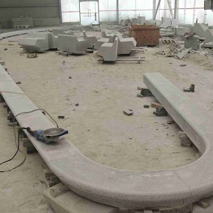 商丘 芝麻白花岗岩弧形花坛石，坐凳石