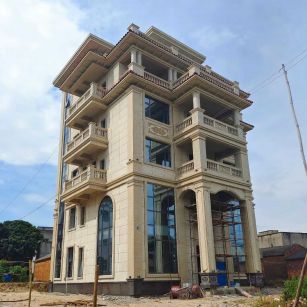 商丘 黄金麻花岗岩石材别墅外墙干挂搭配（雕花栏杆花瓶柱门楼罗马柱）