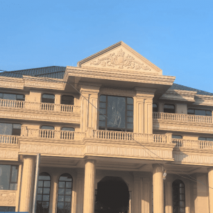 商丘黄金麻别墅外墙干挂石材效果示例