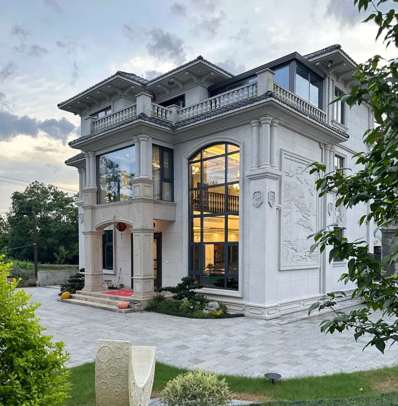 商丘 白麻花岗岩私人别墅干挂石材豪华定制