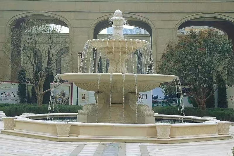 商丘 黄金麻花岗岩异型加工——户外庭院石雕流水喷泉